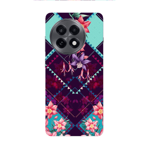 Oneplus 13 R Checkered flowers Transparent Silicone TPU Θήκη